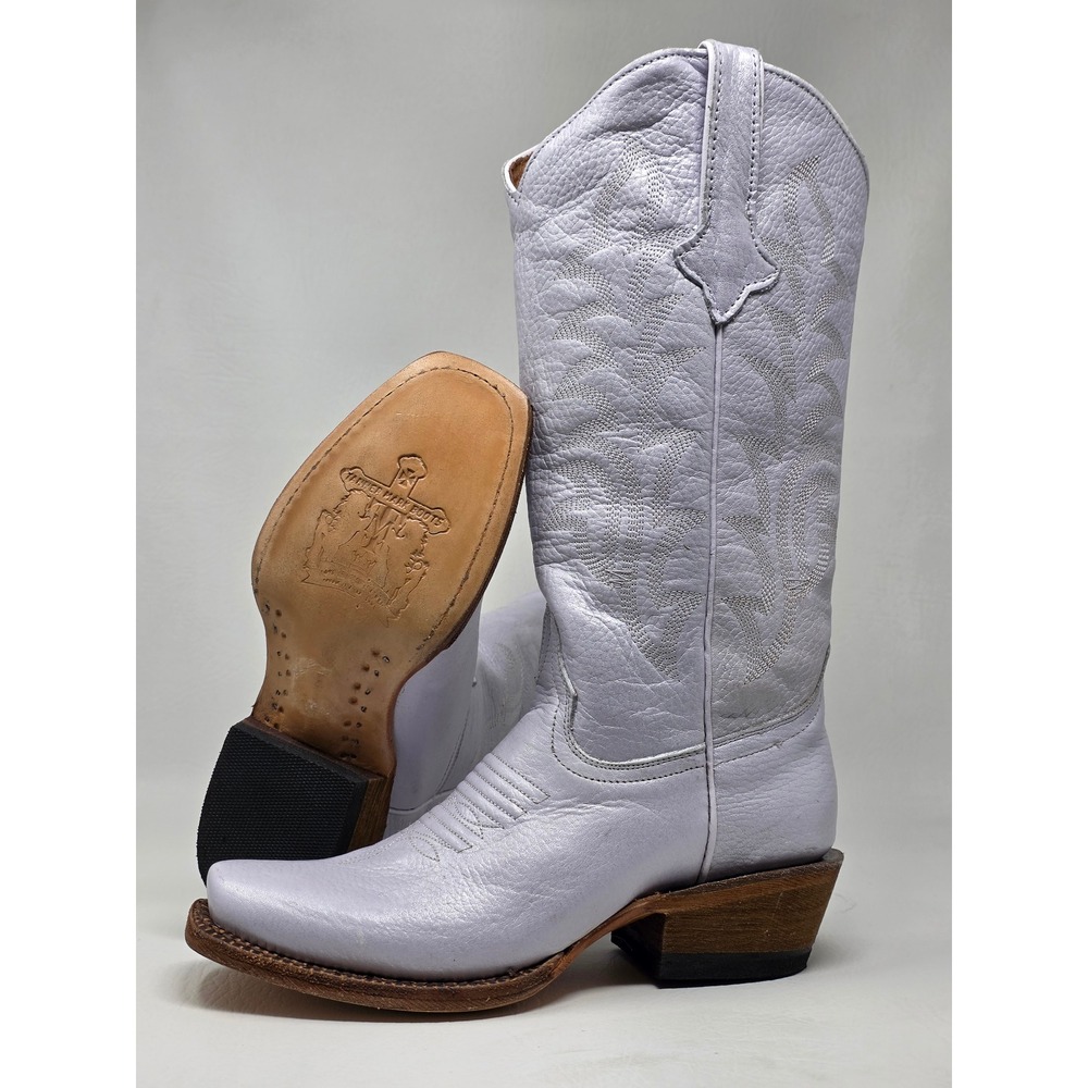 Tanner Mark Lavender Pearlescent Leather Western Cowgirl Boots Square Toe 5.5